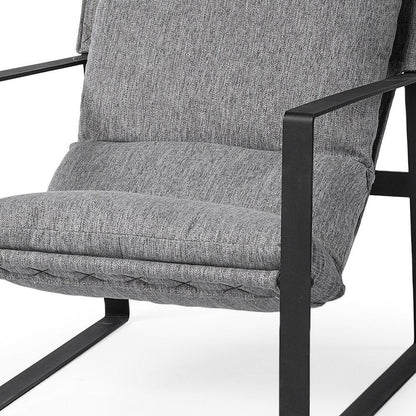 35" Gray and Black Fabric Wingback Chair HomeRoots