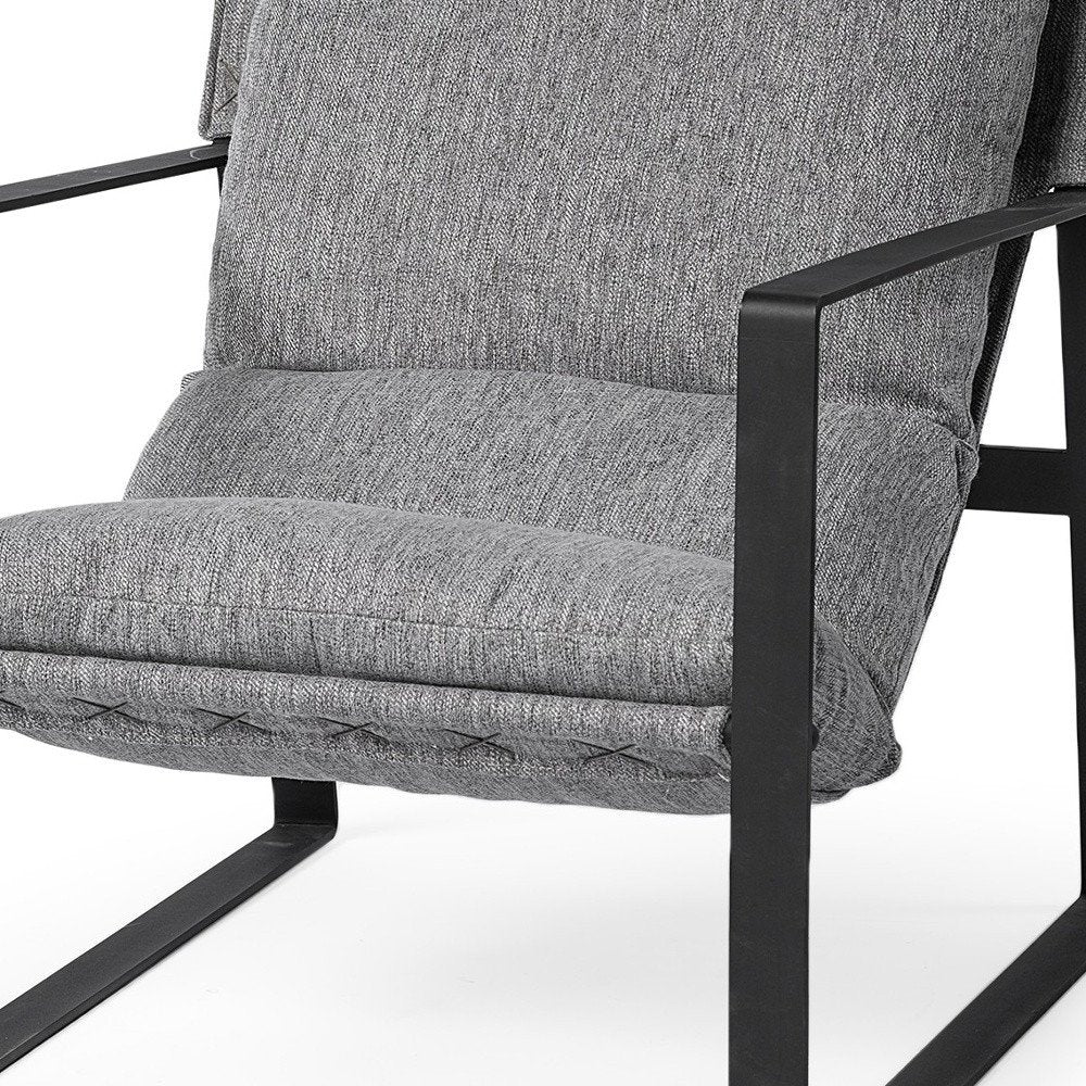 35" Gray and Black Fabric Wingback Chair HomeRoots
