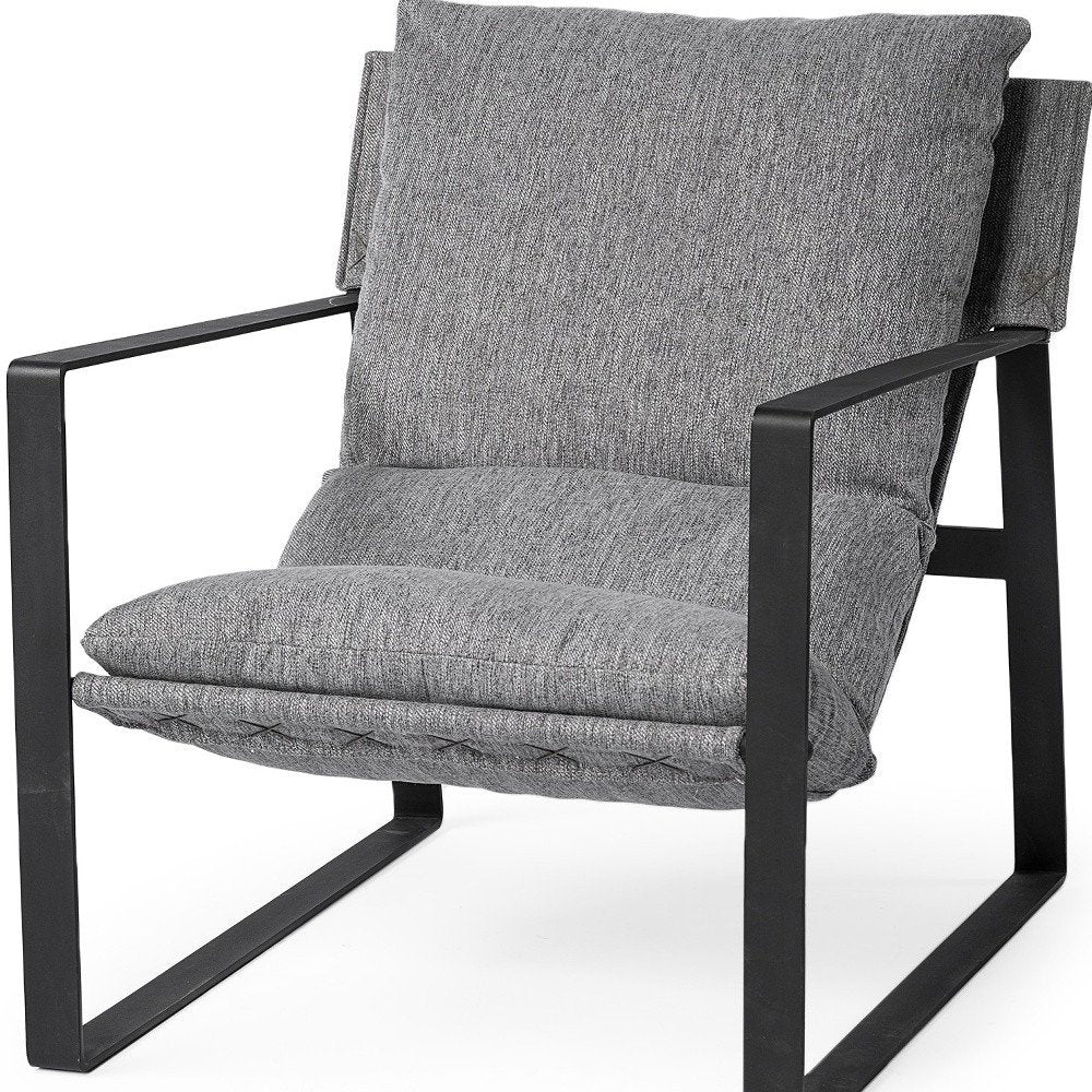 35" Gray and Black Fabric Wingback Chair HomeRoots