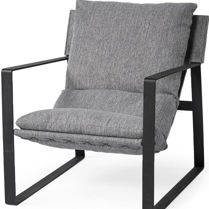 35" Gray and Black Fabric Wingback Chair HomeRoots