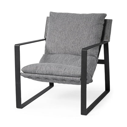 35" Gray and Black Fabric Wingback Chair HomeRoots