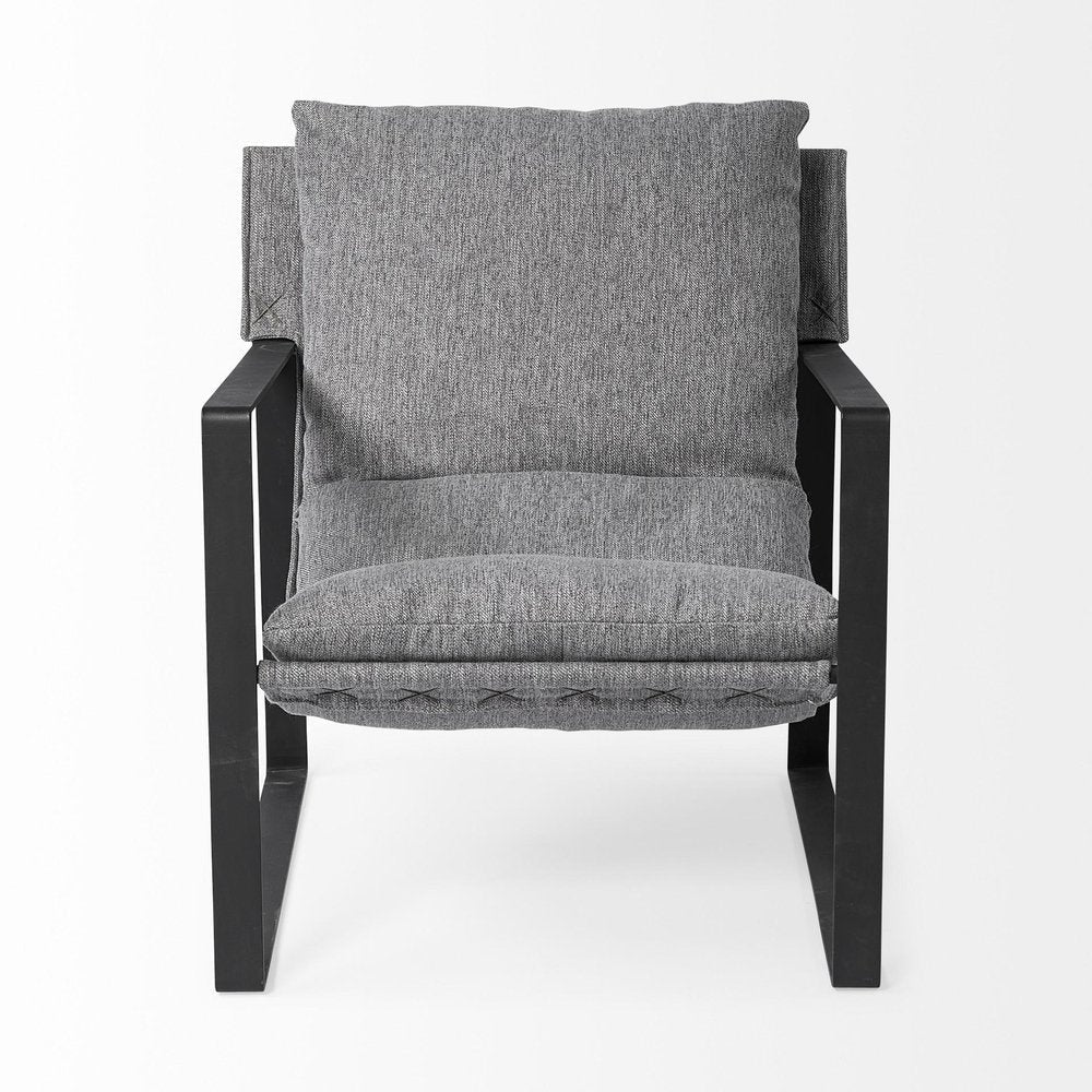 35" Gray and Black Fabric Wingback Chair HomeRoots