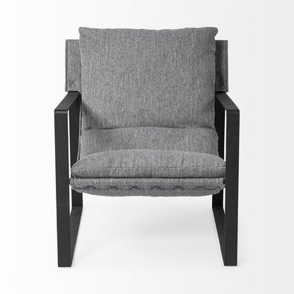 35" Gray and Black Fabric Wingback Chair HomeRoots