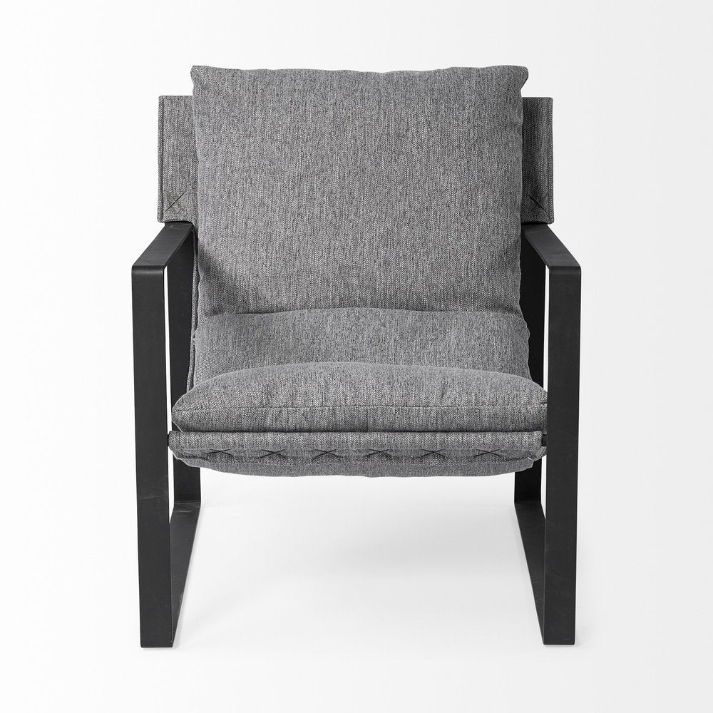35" Gray and Black Fabric Wingback Chair HomeRoots