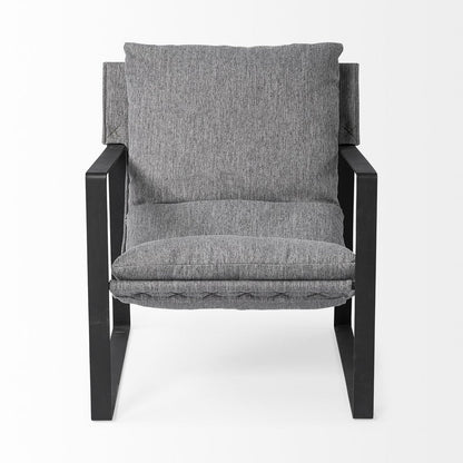 35" Gray and Black Fabric Wingback Chair HomeRoots
