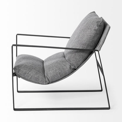 35" Gray and Black Fabric Wingback Chair HomeRoots