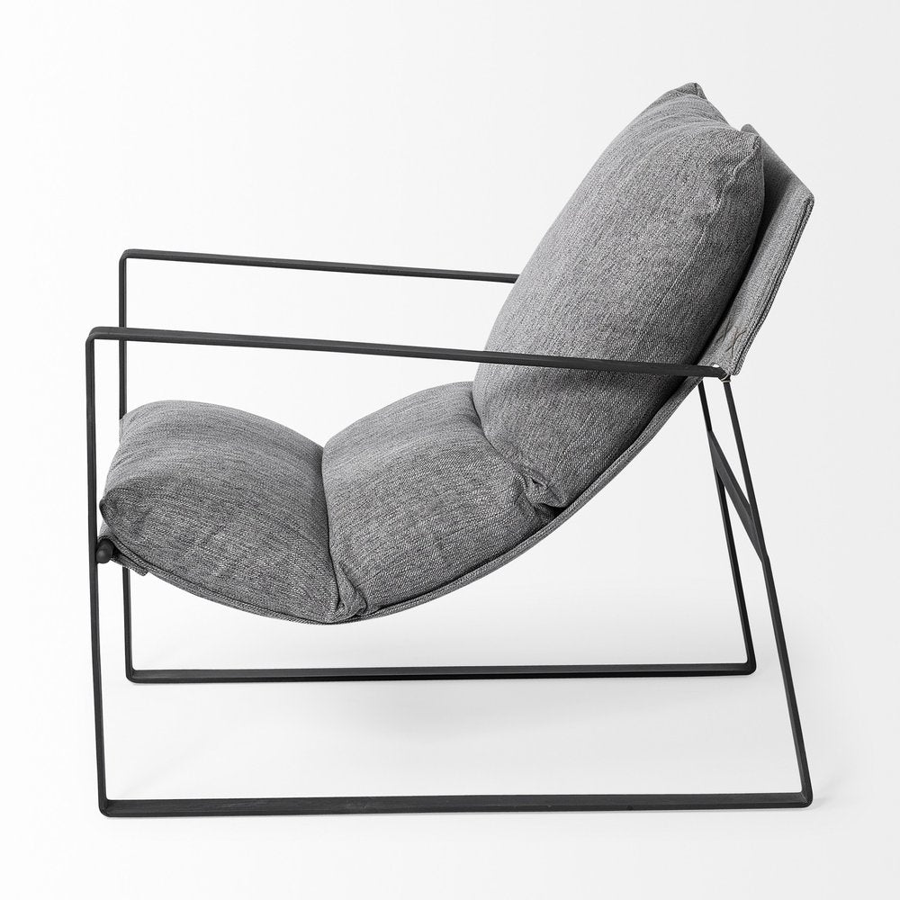 35" Gray and Black Fabric Wingback Chair HomeRoots