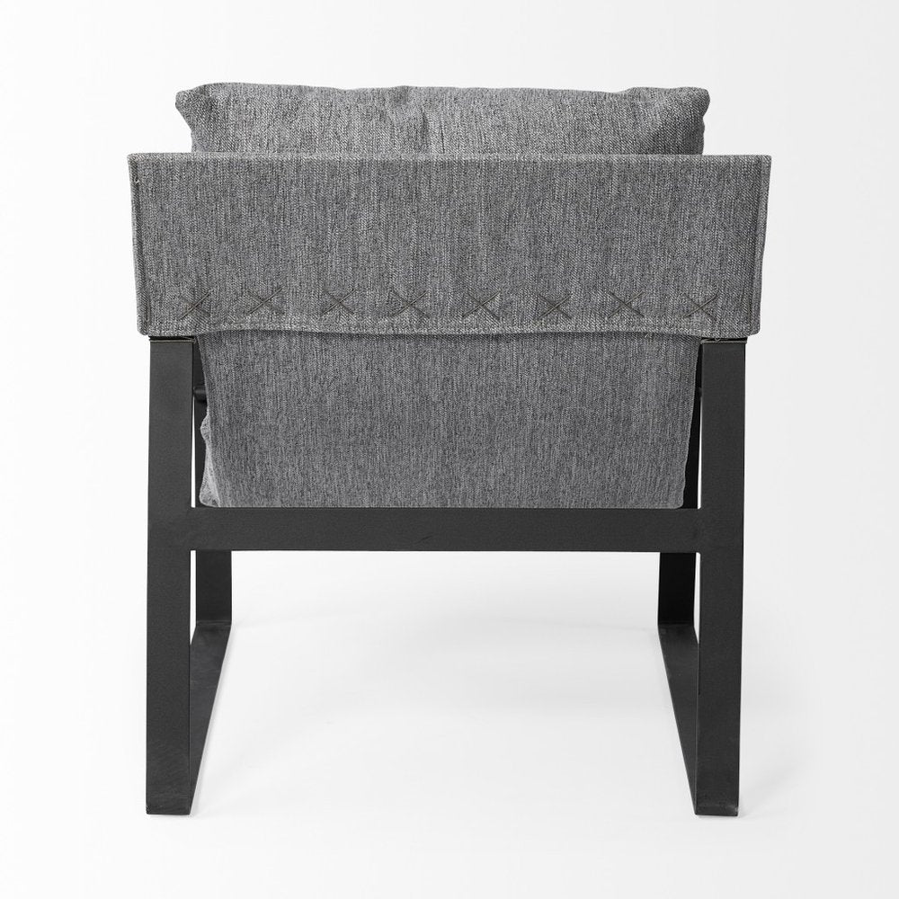 35" Gray and Black Fabric Wingback Chair HomeRoots