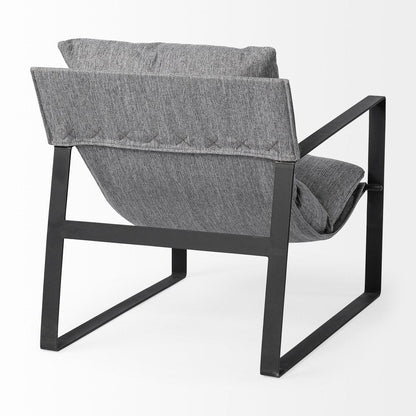 35" Gray and Black Fabric Wingback Chair HomeRoots