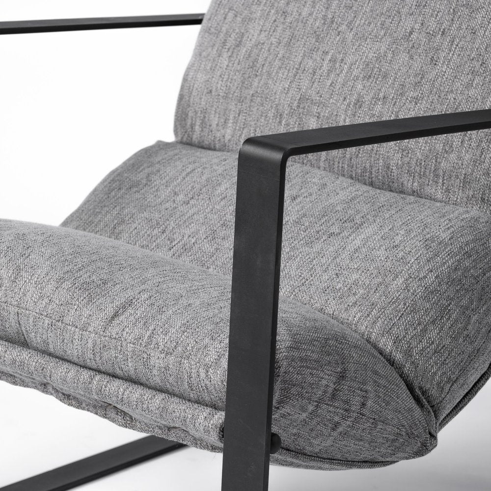 35" Gray and Black Fabric Wingback Chair HomeRoots