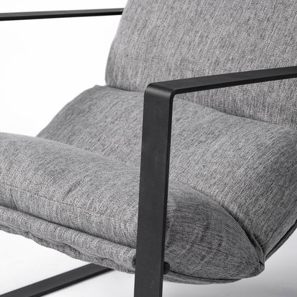 35" Gray and Black Fabric Wingback Chair HomeRoots