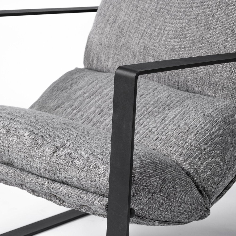 35" Gray and Black Fabric Wingback Chair HomeRoots
