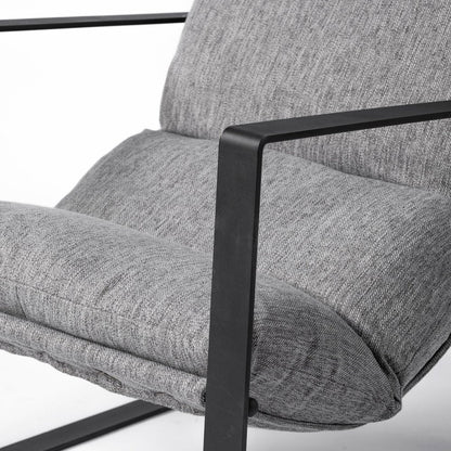 35" Gray and Black Fabric Wingback Chair HomeRoots