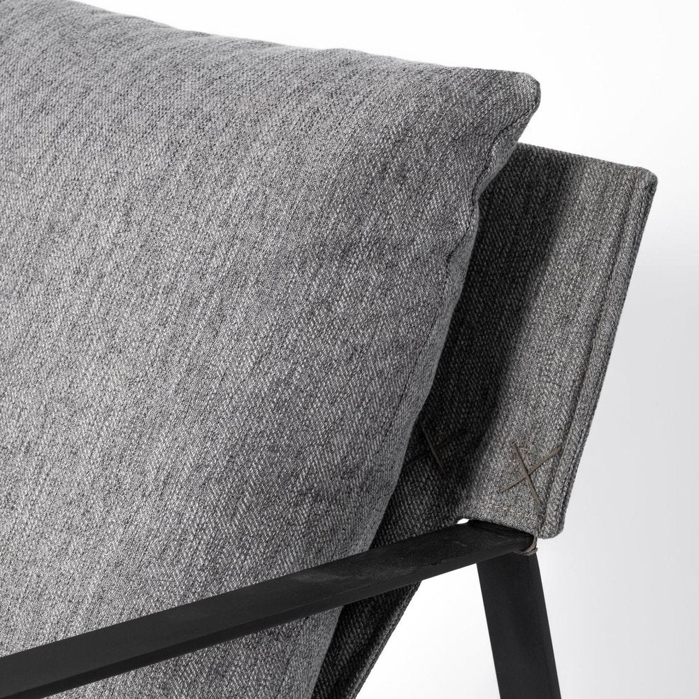 35" Gray and Black Fabric Wingback Chair HomeRoots
