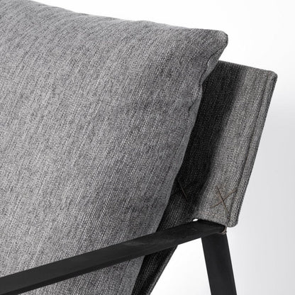 35" Gray and Black Fabric Wingback Chair HomeRoots