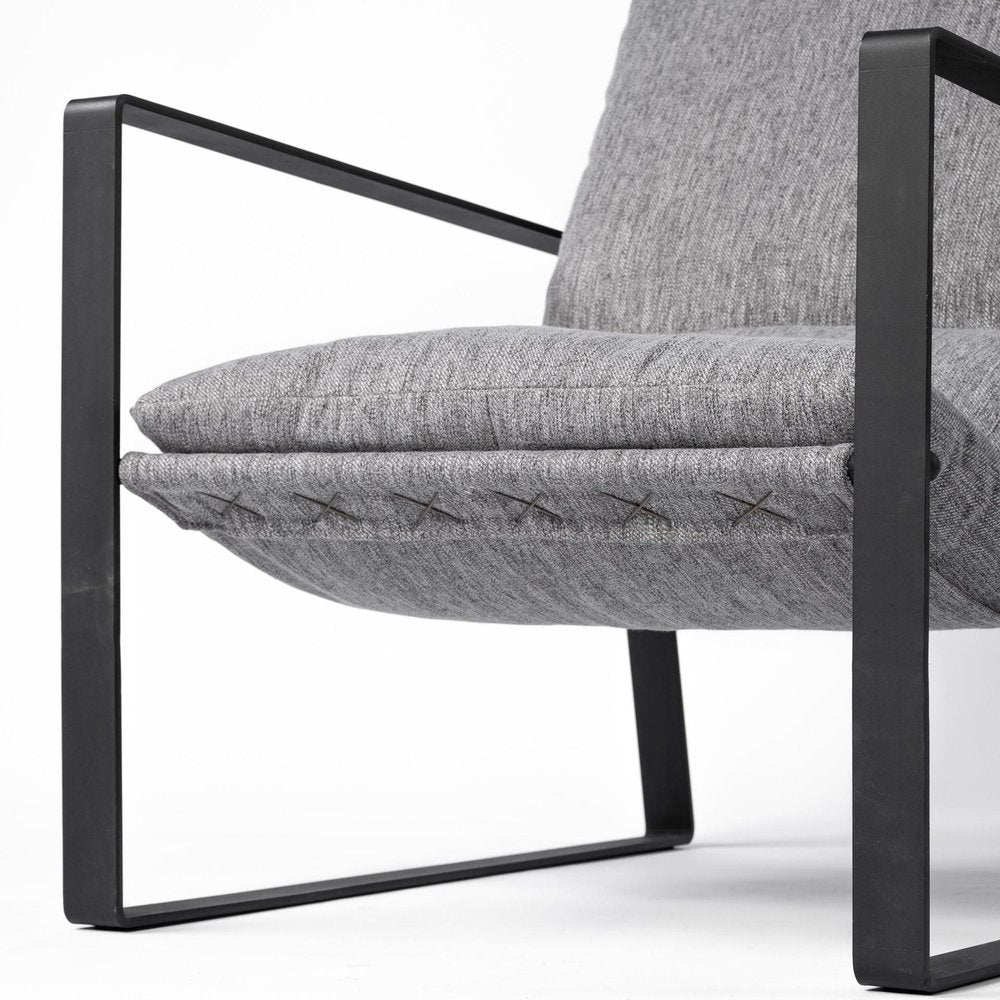 35" Gray and Black Fabric Wingback Chair HomeRoots