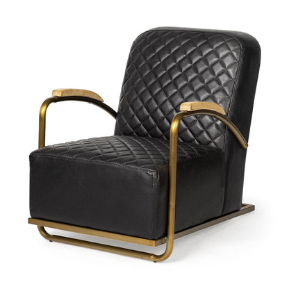 36" Black and Gold Leather Lounge Chair HomeRoots
