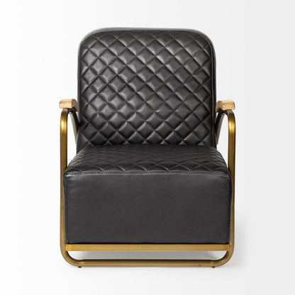 36" Black and Gold Leather Lounge Chair HomeRoots