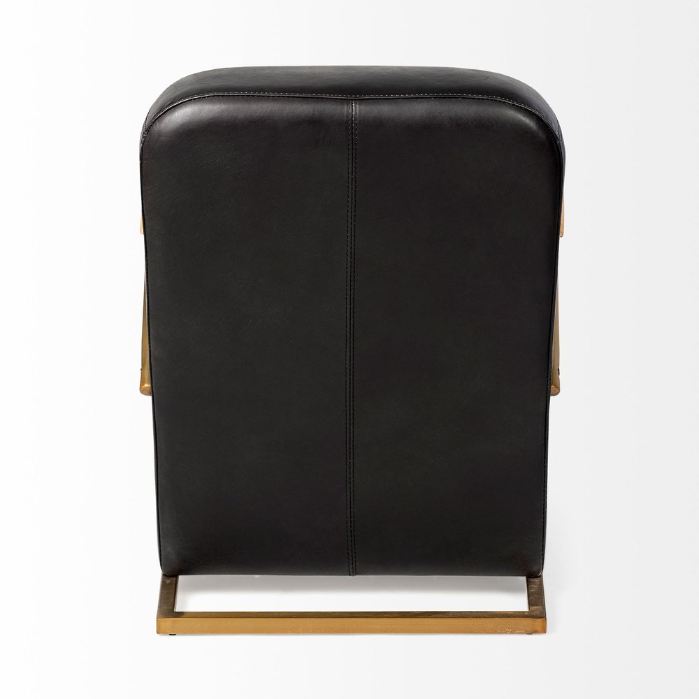 36" Black and Gold Leather Lounge Chair HomeRoots