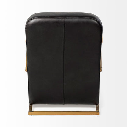 36" Black and Gold Leather Lounge Chair HomeRoots