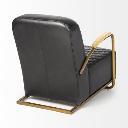 36" Black and Gold Leather Lounge Chair HomeRoots