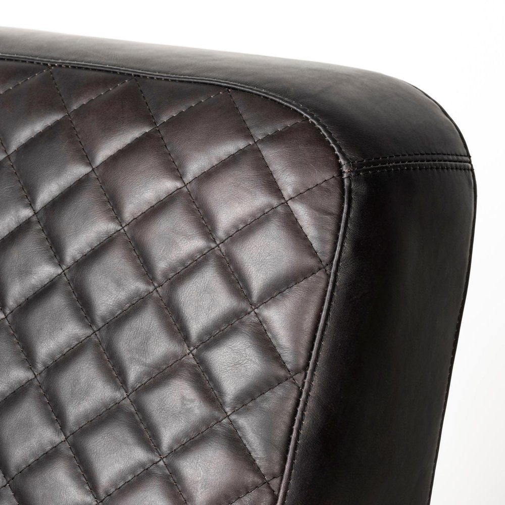36" Black and Gold Leather Lounge Chair HomeRoots