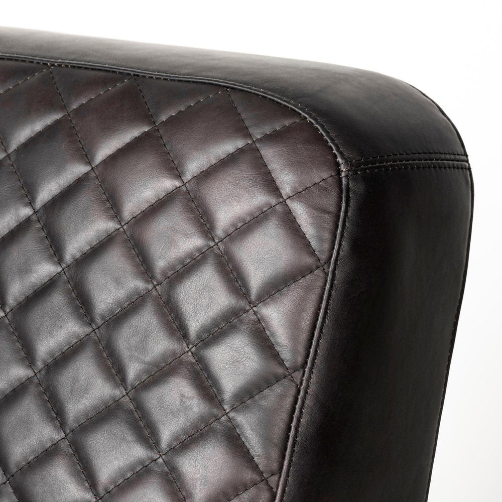 36" Black and Gold Leather Lounge Chair HomeRoots
