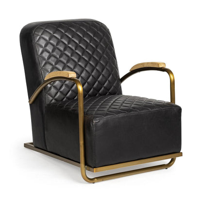 36" Black and Gold Leather Lounge Chair HomeRoots
