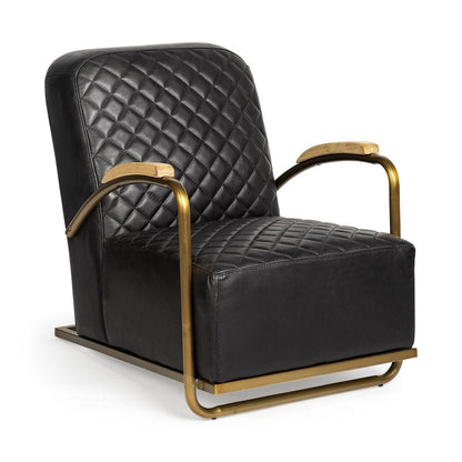 36" Black and Gold Leather Lounge Chair HomeRoots