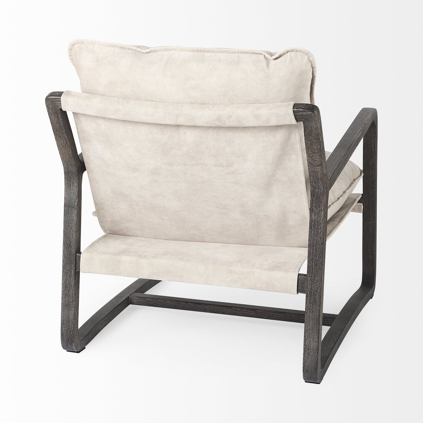 34" Cream And Black Fabric Lounge Chair