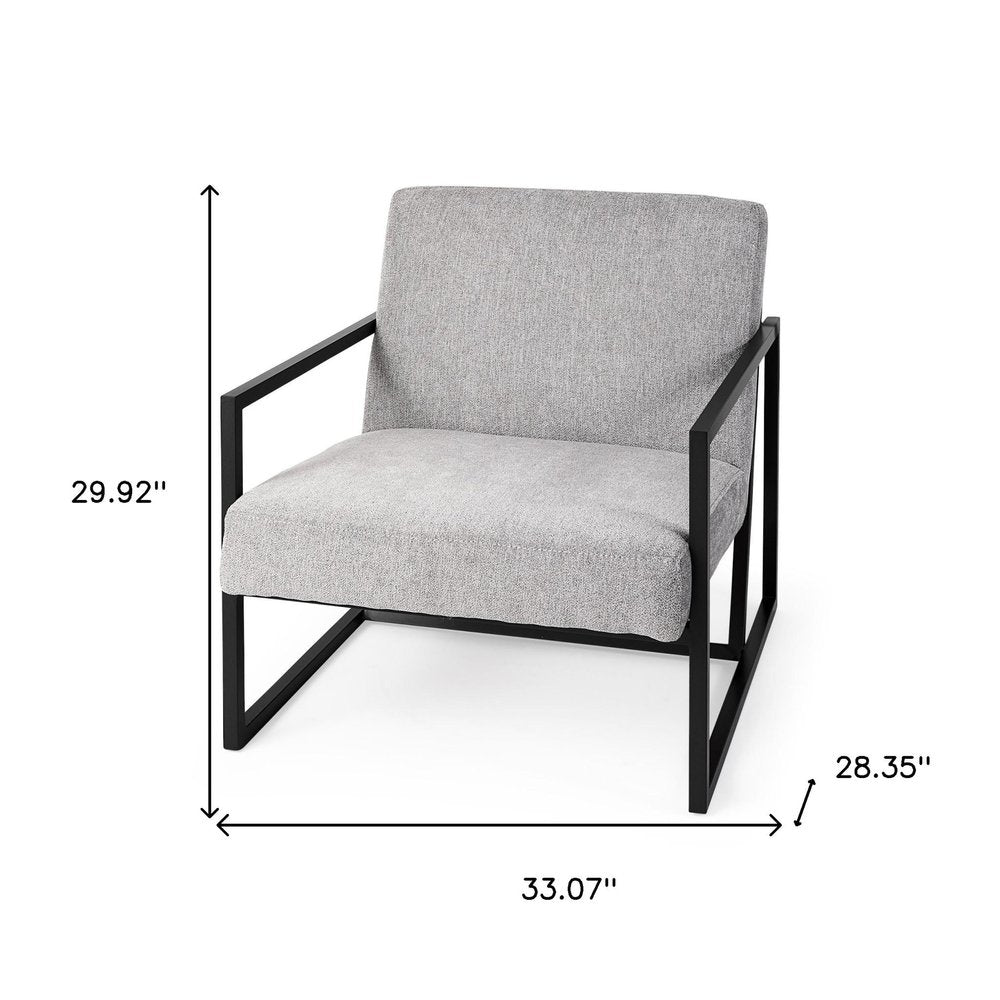 33" Gray and Black Fabric Wingback Chair HomeRoots