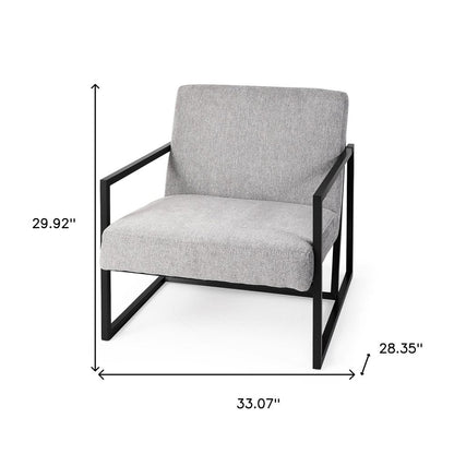 33" Gray and Black Fabric Wingback Chair HomeRoots
