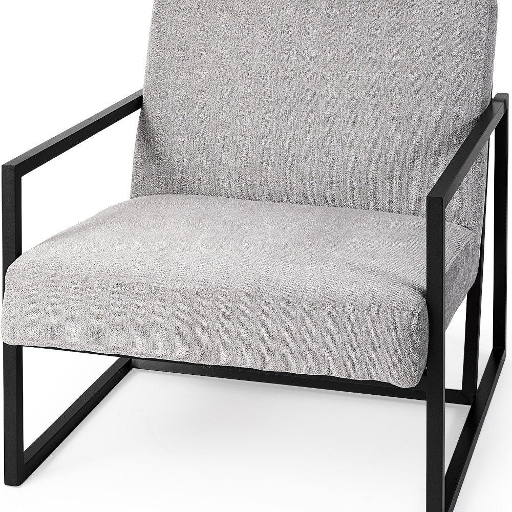 33" Gray and Black Fabric Wingback Chair HomeRoots