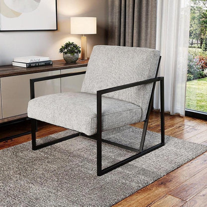 33" Gray and Black Fabric Wingback Chair HomeRoots
