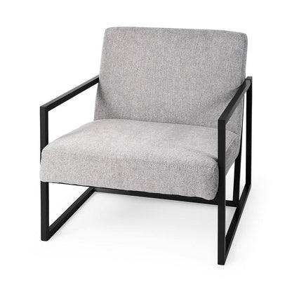 33" Gray and Black Fabric Wingback Chair HomeRoots
