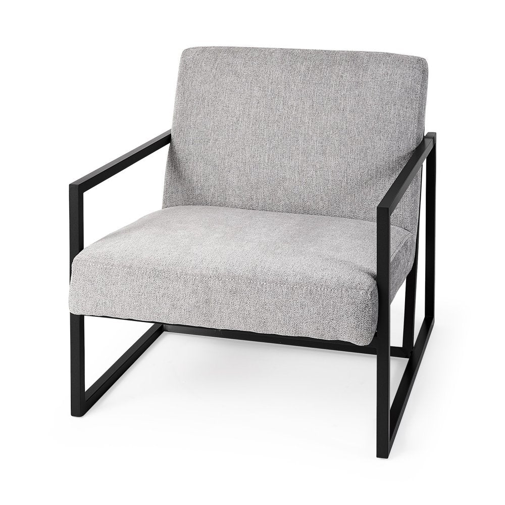33" Gray and Black Fabric Wingback Chair HomeRoots
