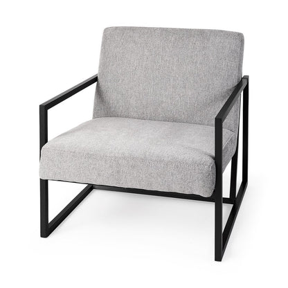 33" Gray and Black Fabric Wingback Chair HomeRoots