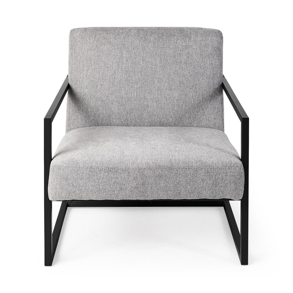 33" Gray and Black Fabric Wingback Chair HomeRoots