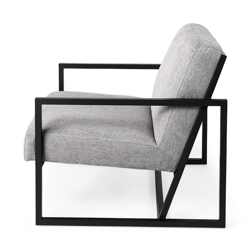 33" Gray and Black Fabric Wingback Chair HomeRoots