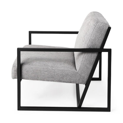 33" Gray and Black Fabric Wingback Chair HomeRoots