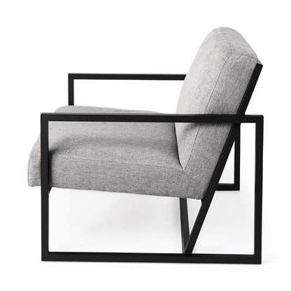 33" Gray and Black Fabric Wingback Chair HomeRoots