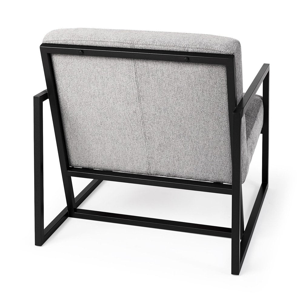 33" Gray and Black Fabric Wingback Chair HomeRoots