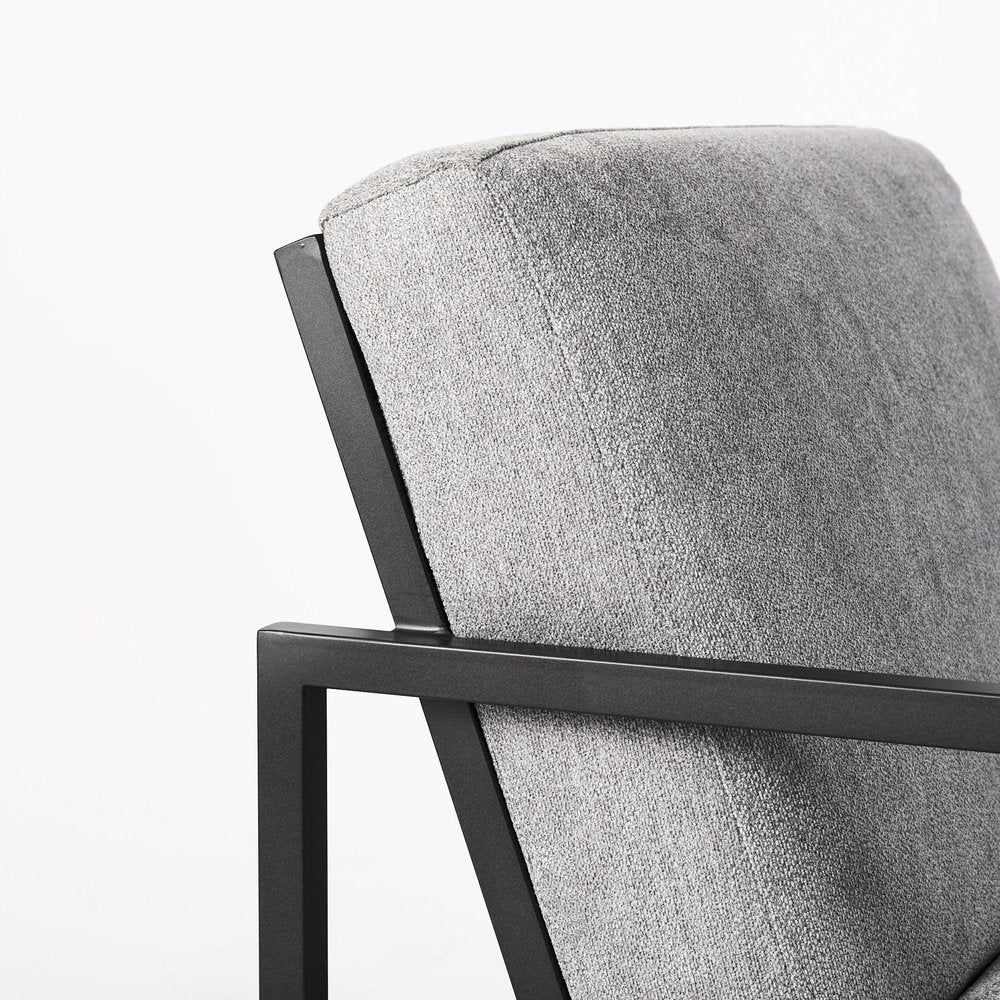 33" Gray and Black Fabric Wingback Chair HomeRoots