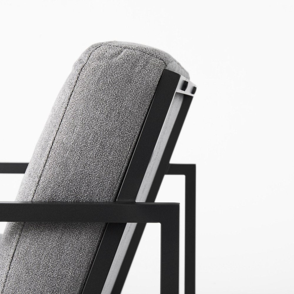 33" Gray and Black Fabric Wingback Chair HomeRoots