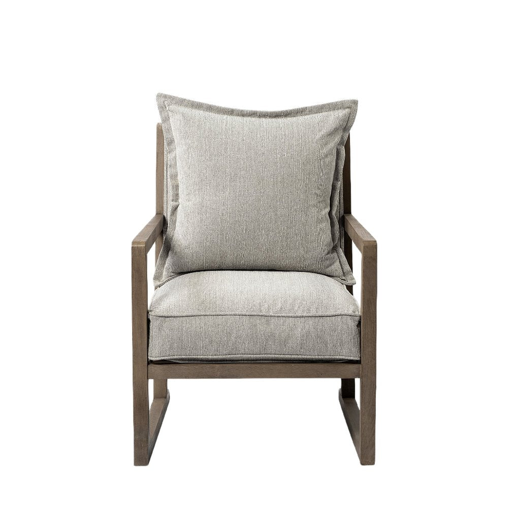 32" Ash Gray and Brown Fabric Arm Chair HomeRoots