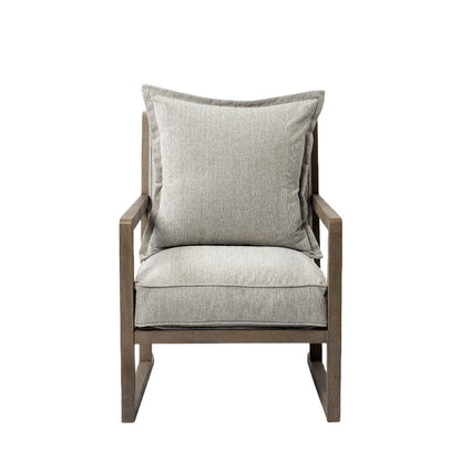32" Ash Gray and Brown Fabric Arm Chair HomeRoots