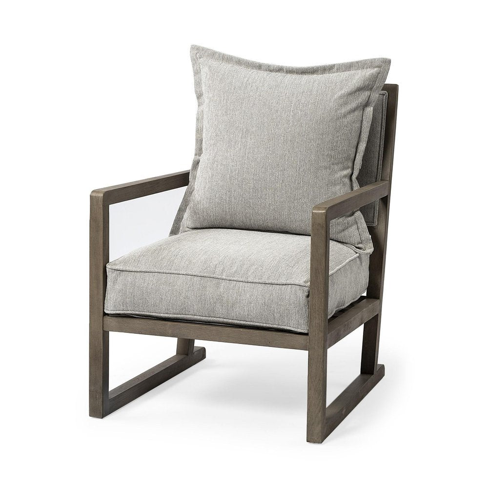 32" Ash Gray and Brown Fabric Arm Chair HomeRoots