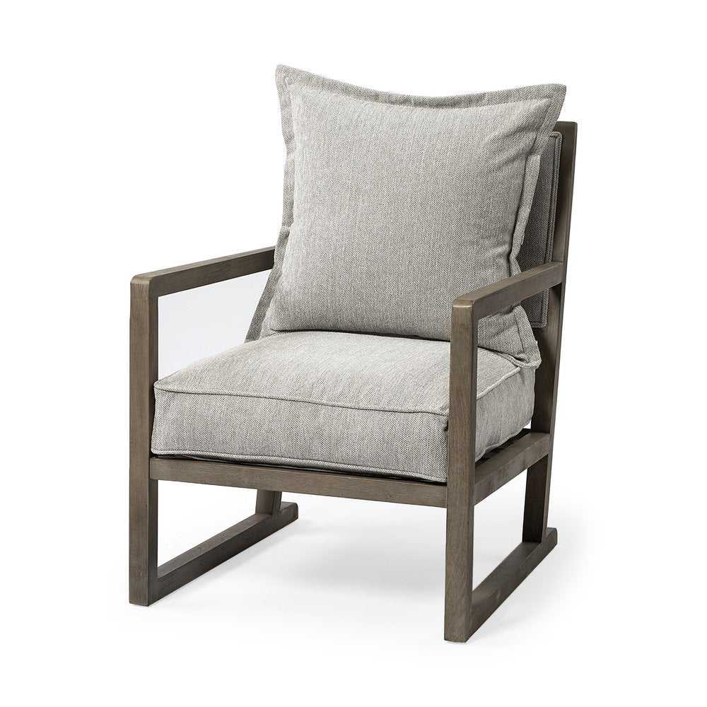 32" Ash Gray and Brown Fabric Arm Chair HomeRoots