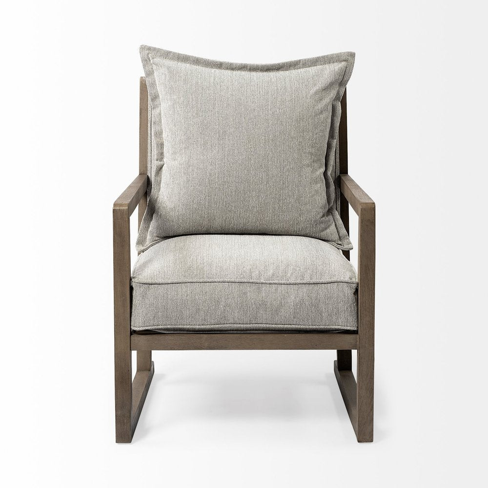 32" Ash Gray and Brown Fabric Arm Chair HomeRoots