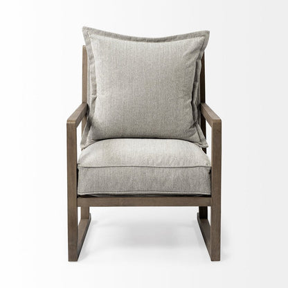 32" Ash Gray and Brown Fabric Arm Chair HomeRoots